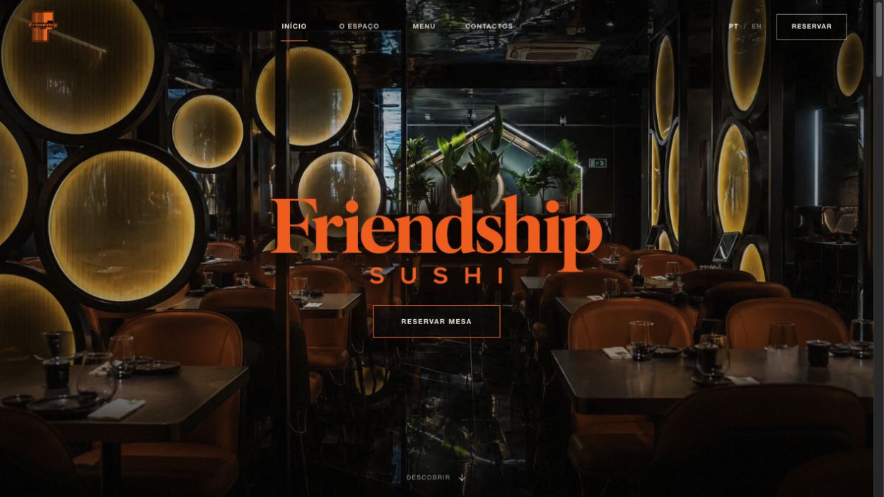 Friendship Sushi restaurant website preview
