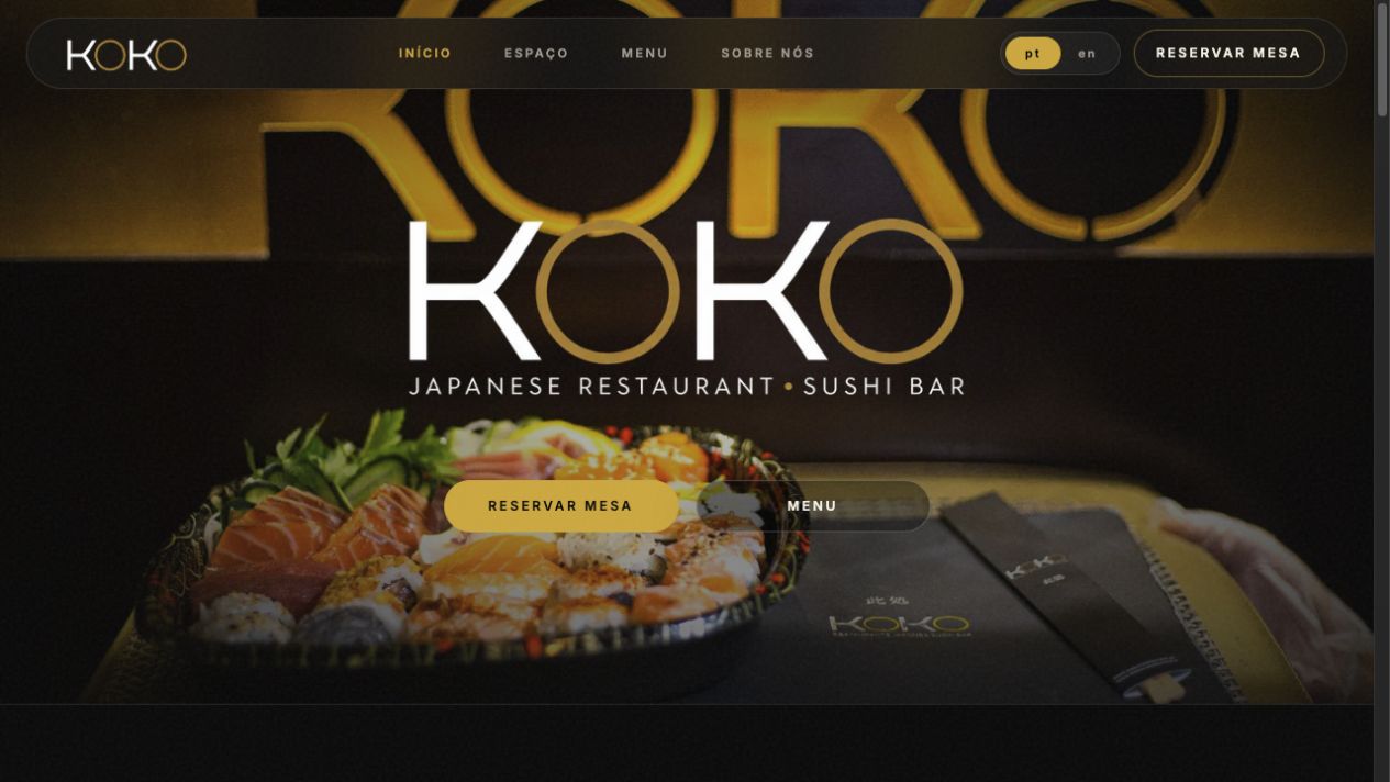 Koko restaurant website preview