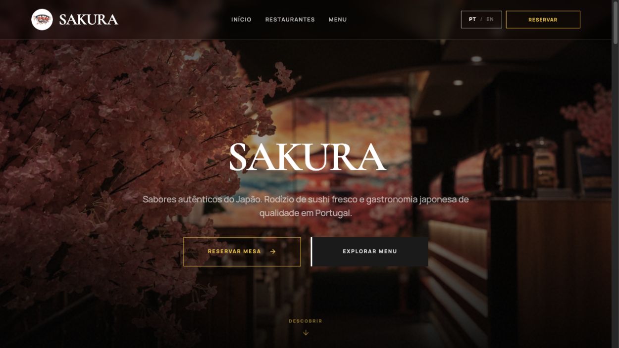 Sakura restaurant website preview